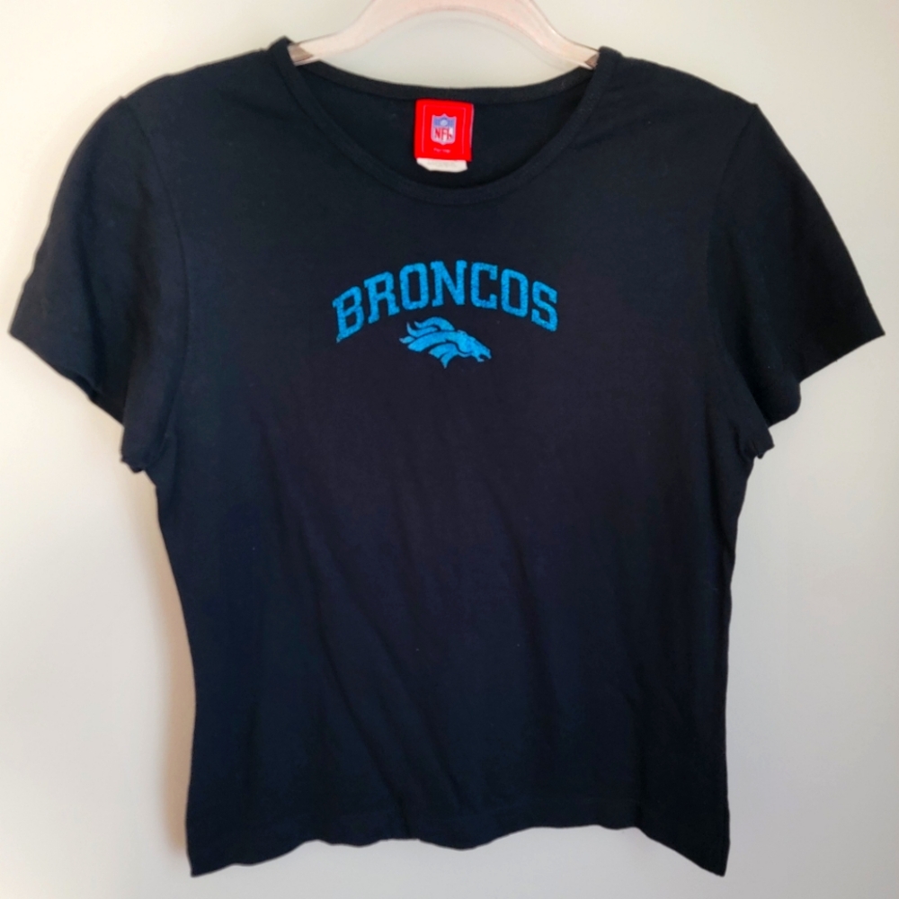 NFL Denver Broncos Blue Glitter Women's Tshirt Size Medium